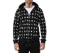 Redbridge Veste à capuche avec motif graphique Veste de survêtement élégante avec fermeture éclair pour les loisirs et le quotidien, Noir , M