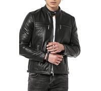 Redbridge Veste en cuir véritable pour homme - Veste mi-saison - Veste de motard - Veste de loisirs, Noir , L