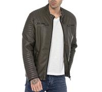 Redbridge Veste Homme Cuir Synthétique Biker Noire M6013AIR