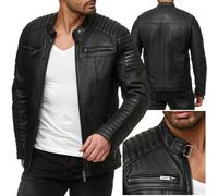 Redbridge Veste Homme Cuir Synthétique Biker Noire M6013AIR