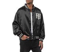 Redbridge Veste universitaire au look satin - Veste Varsity élégante avec broderie et boutons-pression, Noir , S