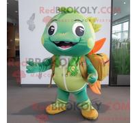 REDBROKOLY Mascot Costume de mascotte de poisson rouge vert habillé d une barboteuse et de sacs messager