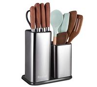 RedCall Bloc à couteaux universel sans couteaux, support moderne pour comptoir de cuisine, support de couteaux en acier inoxydable pour protection des bords, organiseur multifonction