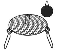 REDCAMP Grille pliante pour feu de camp, grille ronde portable, noire