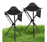 REDCAMP Lot de 2 Tabouret trépied Pliant Haut, Ensemble de 2 chaises trépied légères pour Le Camping en Plein air, la Marche, la Chasse et la pêche, Hauteur 57CM, Noir et Gris