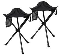 REDCAMP Lot de 2 tabourets trépieds pliants, 56,9 cm, légers et portables pour randonnée, chasse, pêche, noir foncé