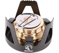 REDCAMP Mini Réchaud à alcool cuisinière à alcool pour sac à dos, cuisinière de camping légère en laiton avec support en aluminium pour camping et randonnée, noir