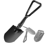 REDCAMP Pelle de camping pliante de survie de 58,4 cm avec housse, pelle robuste en acier au manganèse, outil d'enfoncement tactique avec poignée à trois volets, noire, 1,4 kg