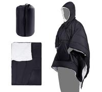 REDCAMP Poncho de camping en plein air, couverture de camping imperméable en polaire avec chapeau, poncho d'hiver ultra léger pour 3 saisons, passez à une couette ou un sac de couchage, pour la