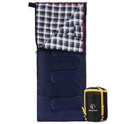 REDCAMP Sac de Couchage en Coton XL Chaud pour Adulte - en Flanelle Confortable - Compact - 3 à 4 Saisons - Temps Froid - Hiver - pour la pêche au Camping - Bleu (Bleu et Blanche -3lbs)