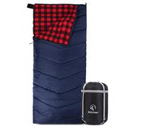 REDCAMP Sac de couchage en flanelle doublé de coton pour adulte, sac de couchage compact pour camping, pêche, 3-4 saisons par temps froid, rouge, 0,9 kg