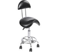 REDCAMP Tabouret de selle roulant avec support dorsal, ergonomique et pivotant - Tabouret hydraulique réglable pour dentiste, spa, salon de massage, coiffeur, noir