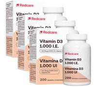 Redcare Vitamine D3 1000 E.I. Comprimé(S) 3x200 pc(s)