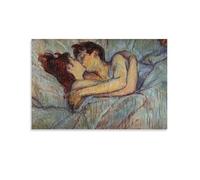 REDCHAMBER Poster d'art Henri de Toulouse-Lautrec au lit Le baiser - Impression sur toile - 60 x 90 cm