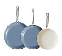 Redchef Lot de poêles à induction avec revêtement en céramique antiadhésives 20/24/28 cm pour tous les types de plaques de cuisson, sans PTFE, sans PFOA, passent au four et au lave-vaisselle (bleu)