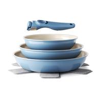 Redchef Lot de poêles et poêles en céramique avec poignée amovible et anti-adhésives 20/24/28 cm pour le camping, sans PTFE, sans PFOA, peu encombrantes, passent au lave-vaisselle (bleu)