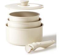 Redchef Set de 5 casseroles en céramique, version améliorée, avec casserole 16 cm/18 cm/20 cm, couvercle et poignée amovibles, sans PTFE/PFOA/PFAS, compatible lave-vaisselle