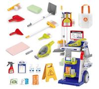 RedCrab Kit de Nettoyage pour Enfants, 23Pcs Kit Menage Enfant avec Aspirateur, Brosses et Pelle à Poussière, Chariot Menage Enfant Jeu de Rôle Jouet pour Enfants 3+ Ans (Bleu)
