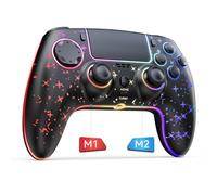 Reddening Manette sans fil pour PS4, Contrôleur sans fil LED Star compatible avec PS4/Switch/PRO/PC/Android/Slim/Los, lampe RGB 9 couleurs, Programmable/Turbo Boost/Wake up/Motion sensor-Star