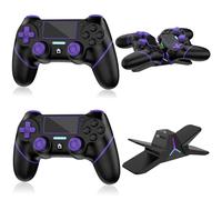 Reddening pour Manette PS4 avec Station de Charge, Manette PC pour PS4/Pro/Slim/PC, Joystick avec Bouton Turbo/Retour, Double Vibration, Gyroscope 6 axes et écran tactile, Purple