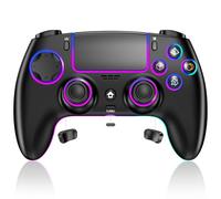 Reddening pour Manette PS5/Pro/PC/MAC/iOS/Android/Steam Deck, Manette de jeu avec éclairage RGB Couleur/Joystick Effect Hall/Double Vibration/Turbo/Batterie 1500 mAh/Prise Casque