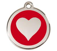 RedDingo Marque Chats Cœur Rouge, Personnalisable, S, Gravure, 20mm, Acier Inox