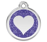 Reddingo Marque De Chat S Paillettes Cœur Bleu Foncé Personnalisable 20 Mm