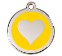 RedDingo Marque De Chats Gravable Cœur Jaune, Diamètre 20Mm, Acier Inoxydable S
