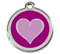 RedDingo Médaille Pour Chien Violet Cœur Gravure Personnalisée Pour Chiens