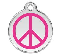RedDingo Plaque D'Identification Gravable Paix Hot Pink Acier Inox pour Chiens