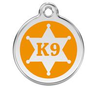RedDingo Plaque D'Identification K9 Shérif Orange - Gravable pour Chiens , Inox