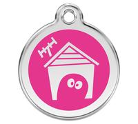 RedDingo Plaque D'Identification Rose Chenil Gravable Inox pour Chiens S/M/L
