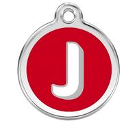 RedDingo Plaque D'Identification Rouge Lettre J - Gravure Émail Inox
