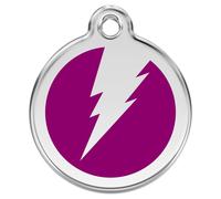 RedDingo Plaque D'Identification Violet Éclair Personnalisé, Inox, Gravure