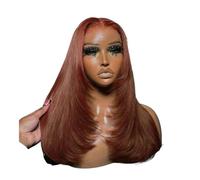 Reddish Brown 6X4X1 Lace Front Wigs,Straight Hair Synthetic Glueless Heat Resistant Fiber Wig for Fashion Women(30inch)