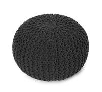 REDEARTH Pouf rond en coton tricoté à la main - Décoration d'intérieur bohème - Pouf rembourré pour salon, chambre à coucher (49,5 x 49,5 x 35,6 cm) - Gris foncé