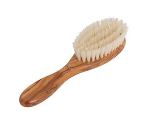 Redecker Brosse à cheveux pour enfant en poils de chèvre avec manche en bois d'olivier ciré, 14 cm