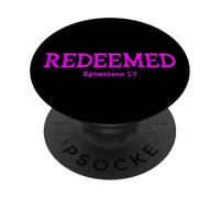 Redeemed Ephesians 1:7 Christian Woman Bible Verse PopSockets PopGrip Adhésif