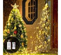 Redefun Guirlande Lumineuse Sapin Noël 1M 100 LED Lumières de Noël Alimenté Per Batteria, 8 Modes Lumineux Cascade de Vigne avec Télécommande pour Interieur Exterieur Décoration - Blanc Chaud