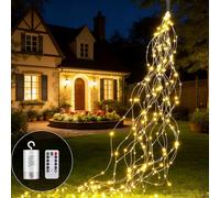 Redefun Guirlande Lumineuse Sapin Noël 2M 200 LED Lumières de Noël Alimenté Per Batteria, 8 Modes Lumineux Cascade de Vigne avec Télécommande pour Interieur Exterieur Décoration - Blanc Chaud