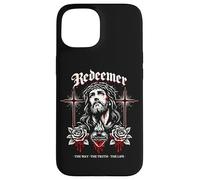 Rédempteur Jésus Croix Gothique Roses Sacred Heart John 14:6 Coque pour iPhone 15