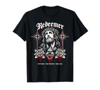 Rédempteur Jésus Croix Gothique Roses Sacred Heart John 14:6 T-Shirt