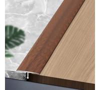 REDEXI Barre De Transition De Bordure De Porte De 90 Cm, Profilé De Transition en Métal en T, Bande De Seuil Étanche avec Finition De Grain De Bois, Bande De Sol Découpable(Light Walnut,W2cm/0.79in)