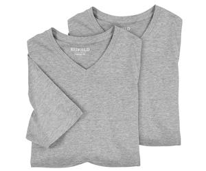 Redfield 2-Pack T-Shirts col en V Gris Clair XXL, XL Groesse S-14XL:7XL