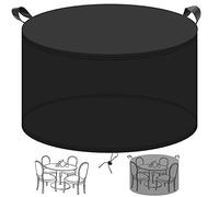 Redfire Housse de Protection pour Table Ronde Étanche Housse de Meuble Armoire Anti-Moisissure Imperméable Bâche Salon de Jardin Tissu Oxford 420D pour Mobilier de Jardin 185×110CM,Noir