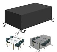 Redfire Housse Table et Chaise de Jardin 160×130×90CM,avec Ligne élastique Housse de Protection Etanche Meubles avec Bouches d'aération Taille Personnalisable 420D pour Meubles en Rotin,Noir