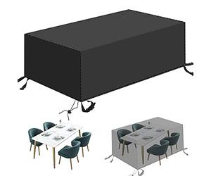 Redfire Housse Table et Chaise de Jardin 160×130×90CM,avec Ligne élastique Housse de Protection Etanche Meubles avec Bouches d'aération Taille Personnalisable 420D pour Meubles en Rotin,Noir