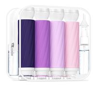 Redfly 17 Flacons de Voyage pour Produits de Toilette, Taille Approuvée TSA, Contenants Étanches, Essentiels pour Gel Douche, Shampoing, Lotion & Après-Shampoing, Violet