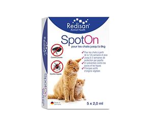 Redisan® Spot on pour Chats I Anti-tiques à Base de Plantes sans Chimie I Protection Efficace Contre Les puces et Les tiques I Jusqu'à 15 semaines de Protection