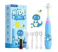 ReDISEN Brosse à Dents Électrique Enfant avec Tête 360°, LED Colorée, Minuteur 2 Min avec Rappel 30s, Pile AAA Incluse, Poignée Ergonomique pour Enfants 1-5+ Ans, 1-3 Ans, 2-5 Ans (Bleu)
